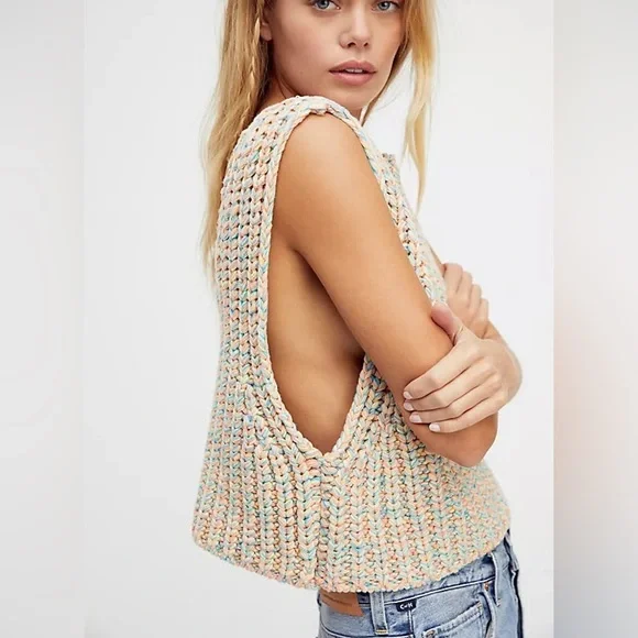 Free People multi knot hoopla tank vest Multicolor Sleeveless crop Top - Picture 5 of 8